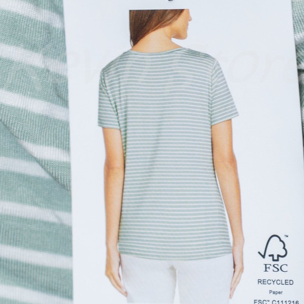 Green Nwt Women's Stretch Knit Short Sleeve V-Neck Side Tie Tee Shirts- - Picture 5 of 5